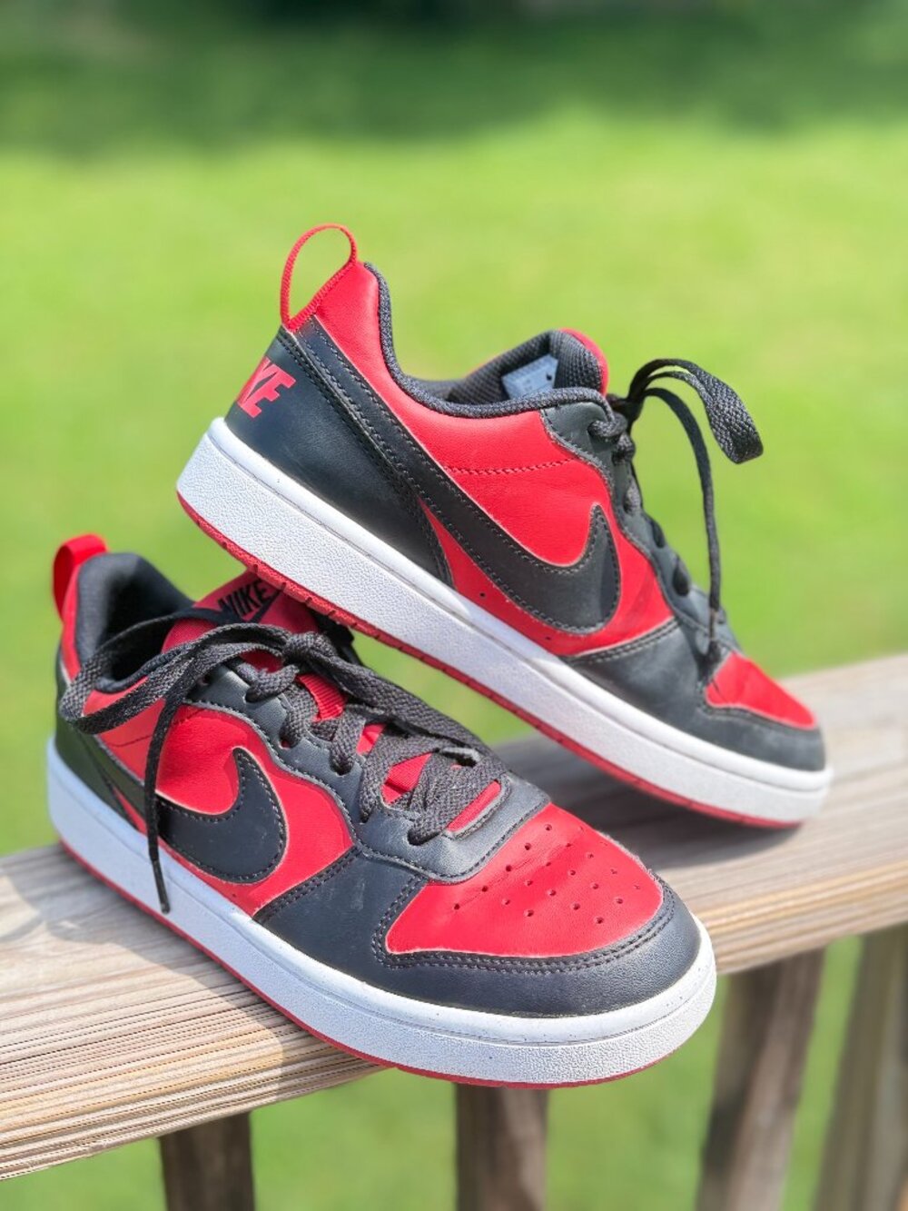 Nike Court Borough Low 2 Red Black Kids Sneakers Y2K Streetwear Size 5Y 3977